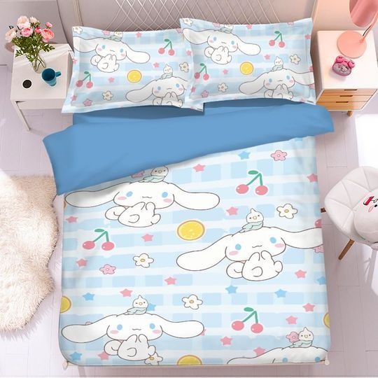 Cinnamoroll Sanrio Cartoon Bedding Set, Home Decor, Child Gift for Soft Comfortable Bedding Bedroom