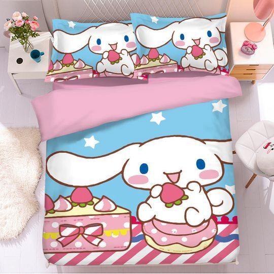 Cinnamoroll Sanrio Cartoon Bedding Set, Home Decor, Child Gift for Soft Comfortable Bedding Bedroom
