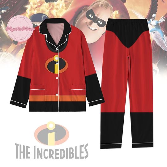 Halloween The Incredibles Cosplay Pajamas Set, Disney Pixar Shirt, Incredibles