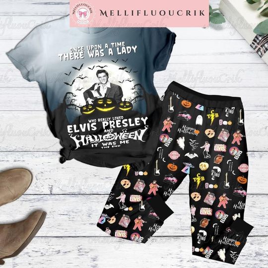 Halloween Elvis Pajamas Set, King Of Rock And Roll Tee, Elvis Tour 2024 Tshirt, Elvis Women Pajamas, Elvis Set Of Pajamas, Gift For Fan