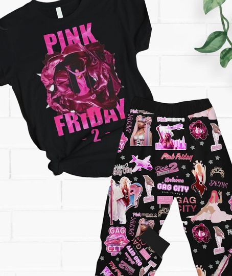 Nicki Minaj Pajamas Set, Pink Friday 2 Concert Shirt, Nicki Minaj Rapper Holiday Pajamas, Gaga City Tour Pajamas, Rap Music Shirt