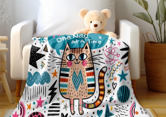Sherpa Cat Lovers Blanket - Achieving Purrfection Cat Nap Fleece Blanket - Kitty Cat Room Decor - Perfect for Mom Kids Birthday Home Decor