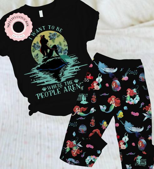 Discover Halloween Ariel Princess Pajamas Set, Little Mermaid Cartoon Movir Tshirt, Disney Pajamas For Party, Magic Kingdom Tee, Gift For Her