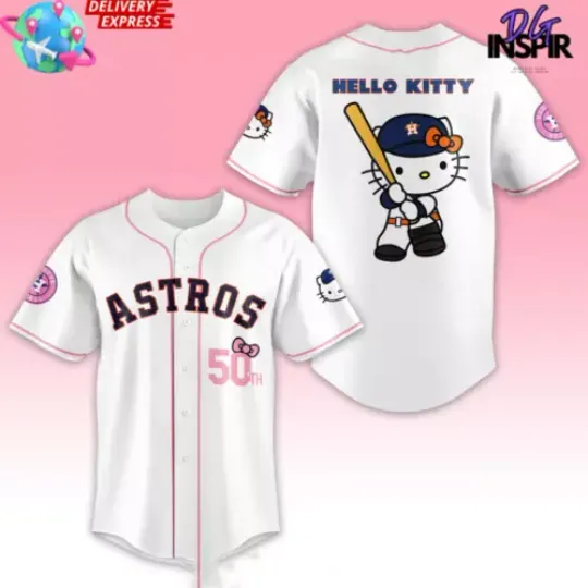 Discover NEW! Custom Baseball Hous-ton As-tros Hello Kitty Jersey Shirt,Custom Name