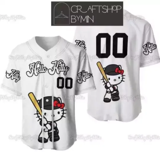 Discover Personalized Hello Kitty Jersey, Hello Kitty Cat Baseball Shirt, Cartoon Baseball Jersey