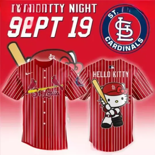 Discover St. Louis Cardi.nals x Hello Kitty Night 2024 Red Baseball Jersey