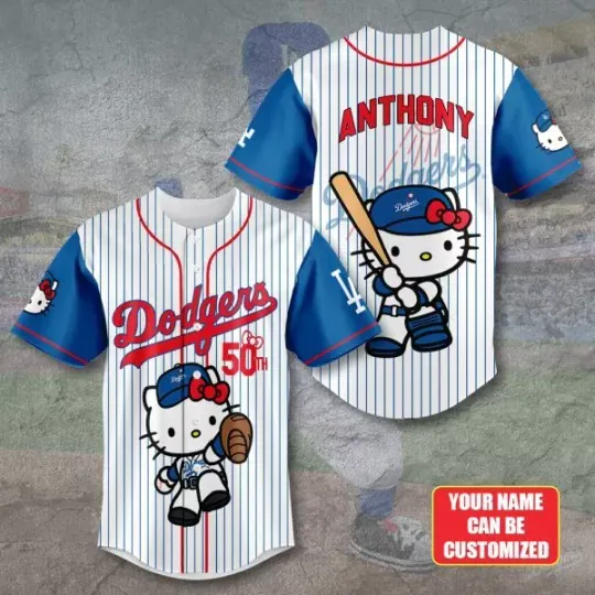 Discover Personalized L.o.s Angeless Dodggers x Hello Kitty Baseball Jersey