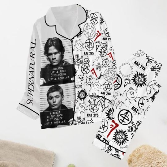 Supernatural Pajamas Set, Supernatural Shirt, Supernatural Holiday Pajamas, Winchester Brothers Women Pajamas, Halloween Pajamas