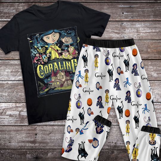 Discover Coraline Holiday Pajamas Set, Coraline Halloween Pajamas Set, Coraline Family Pajamas For Adult And Kids