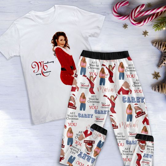 Discover Mariah Carey Holiday Pajamas Set, Mariah Carey Christmas Pajamas Set, Mariah Carey Family Pajamas For Adult And Kids