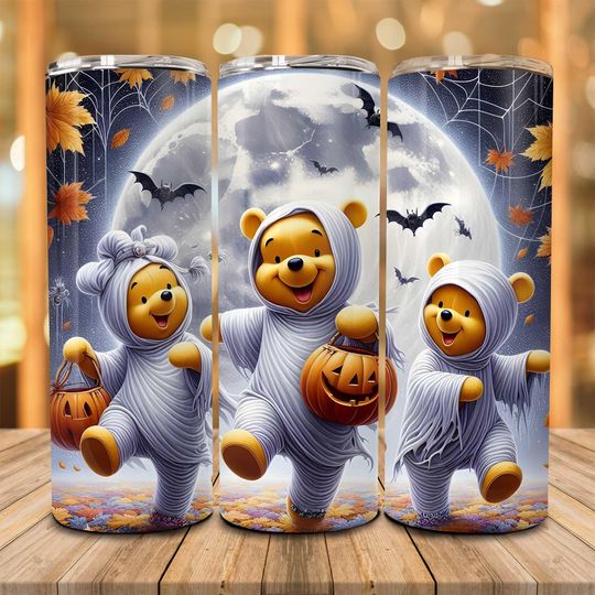Discover Cartoon Ghost Halloween 20oz Skinny Tumbler  , Spooky Season, Funny Halloween 20oz Tumbler Wrap  , Trick Or Treat, Bats Pumpkin Spider