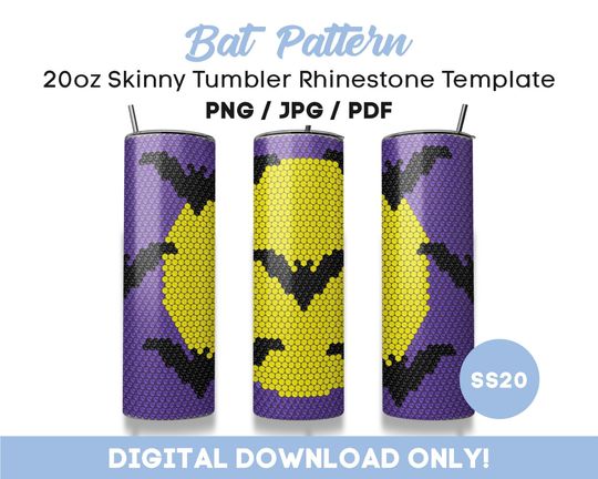 Bat Rhinestone for 20oz Tumbler Template, SS20, halloween pattern