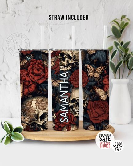 Discover Dark Red Roses  tumbler , Halloween tumbler , gift for her, Black Rose tumbler ,Tumbler gift, Floral  Tumbler