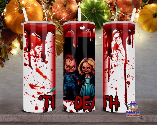 Chucky and Tiff Wrap | Tiffany Tumbler Wrap | 20 oz Skinny Tumbler Wrap | Child's Play Horror Tumbler Wrap | Gothic Wrap