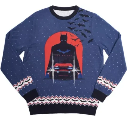XL (UK) Batman Ugly Christmas Jumper Sweater Xmas DC Gotham City Batmobile