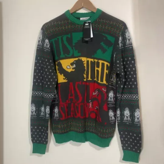 NEW Game Of Thrones Ugly Christmas Sweater Tis The Last Season Adult