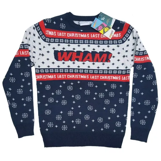 Discover Wham Last Christmas Jumper Ugly Sweater Adults Fair Isle Navy Blue Tu Clothing