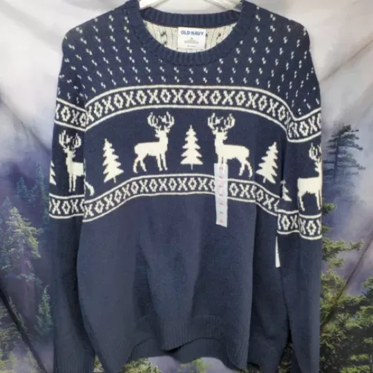 Discover NEW Old Navy Mens Size XL Christmas Sweater Reindeer Ugly