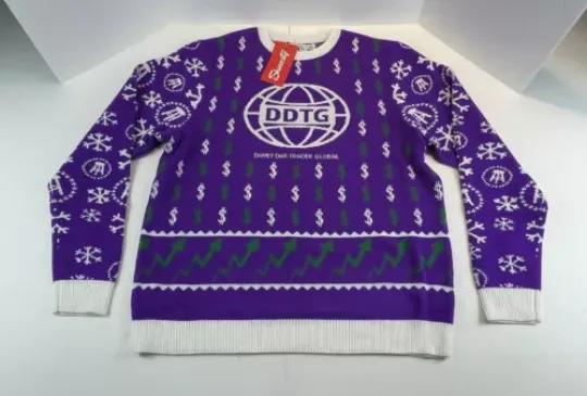 Discover Shinesty Barstool XL Ugly Christmas Sweater Purple Davey Day Trader Global NWT