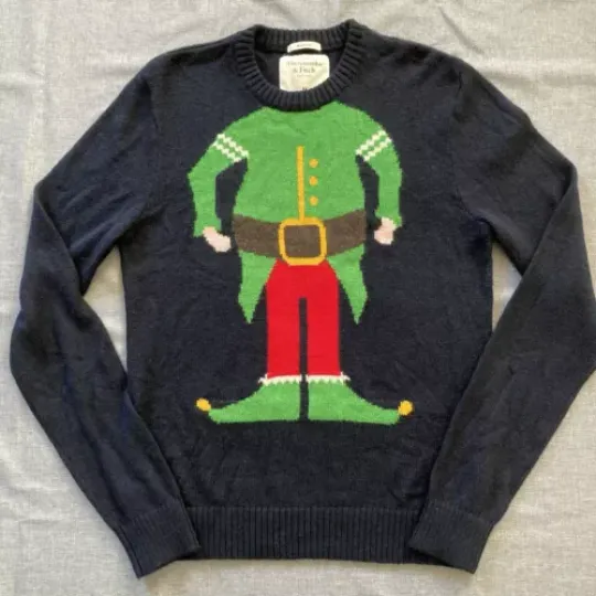 Discover Abercrombie and Fitch Muscle Sweater Mens Medium Ugly Christmas Elf New with Tag