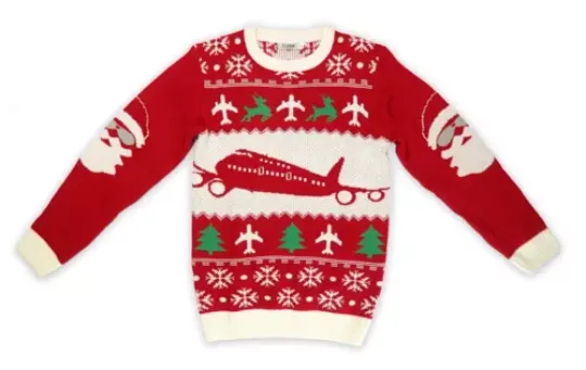 Discover Airplane Themed Ugly Christmas Sweater, Cleared for Christmas by Luso Aviation
