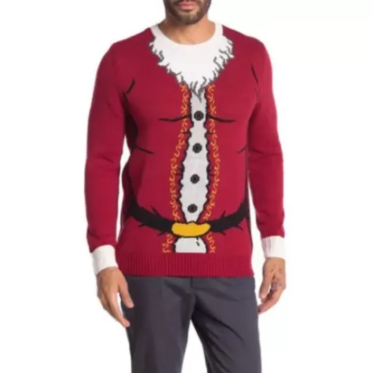 Discover Ugly Christmas Sweater Mens Santa Claus Crewneck , Red , Size L