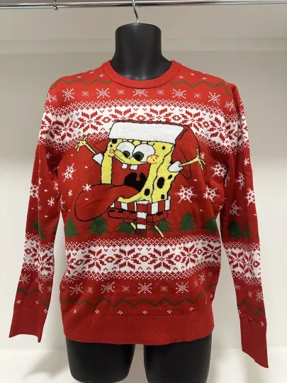 NWT SpongeBob Red Ugly Christmas Sweater Men’s Size Small