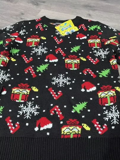 Nick 90s SpongeBob SquarePants Ugly Christmas Sweater Mens Size M New
