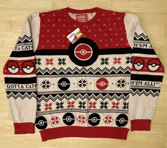 Discover 2XL 47" inch chest PKM Ugly Christmas Xmas Jumper Sweater by Nintendo XXL