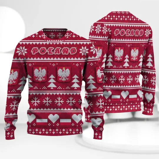 Discover Ugly Sweater Poland Christmas All Over Printed 3D Sweater Christmas Gift Gift