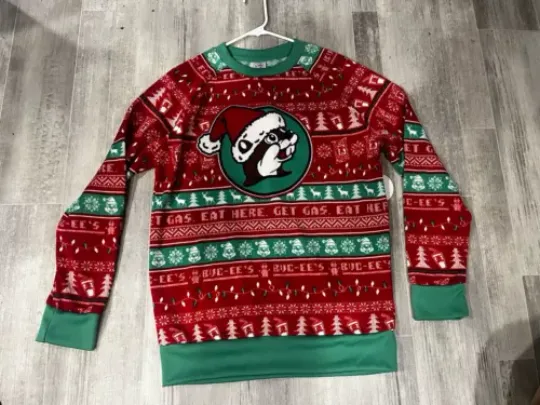 Discover Buc-ees Bucees Beaver Ugly Christmas Holiday Pullover Sweater Size Large