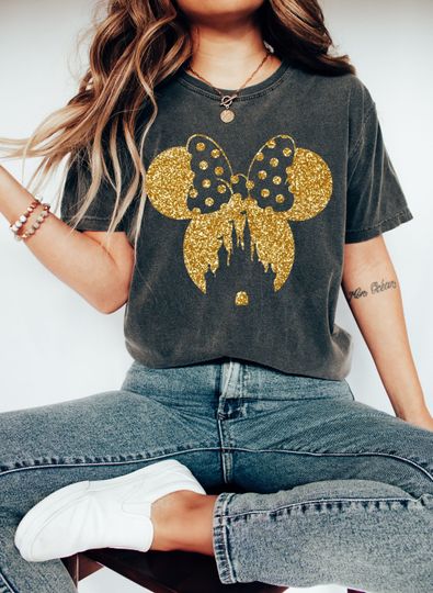 Disney Glitter Shirt, Minnie Gold Glitter Shirt, Girlfriend Gift
