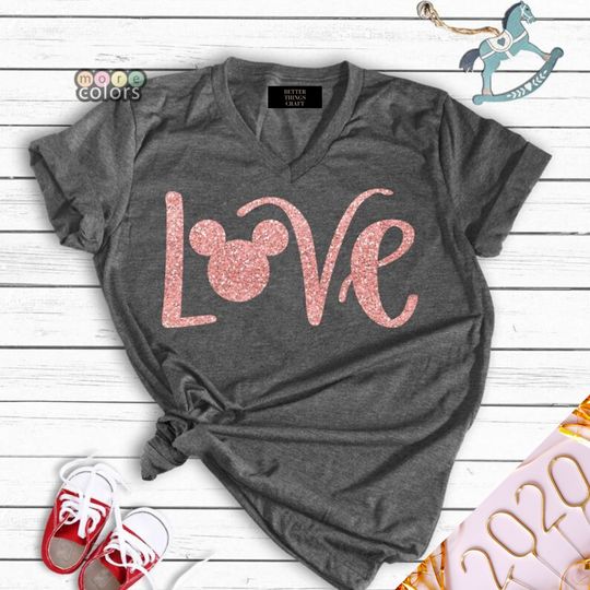 Disney Love Glitter Shirt, Love Minnie Glitter Shirt