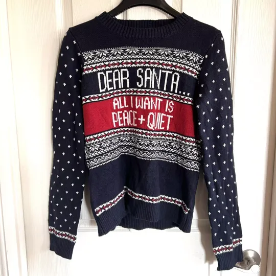 Jingles & Joy Ugly Sweater Wool Blend Unisex All I Want Is Peace & Quiet