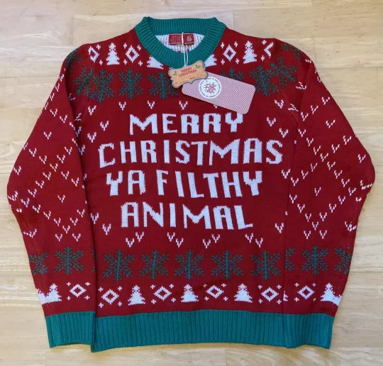 Small 39" Home Alone Merry Christmas Ya Filthy Animal Ugly sweater jumper Xmas&nbsp;