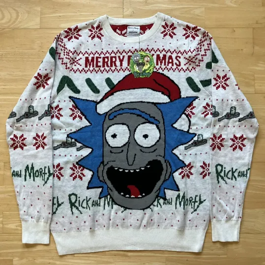 Large 42" inch chest Rick and Rickandmorty Ugly Christmas Jumper Sweater Xmas