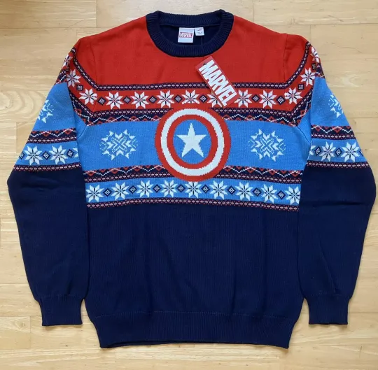 Large 41" inch chest Captain America Ugly Christmas Jumper Sweater Xmas Marvel