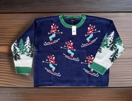 Discover 33 Degrees Heavyweight L/S Knit Ugly Christmas Ski Sweater Sz: 1X NWT $32.99
