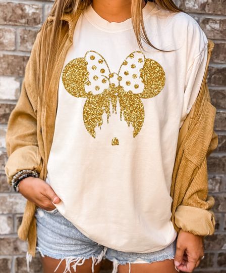 Disney Glitter Shirt, Minnie Gold Glitter Shirt