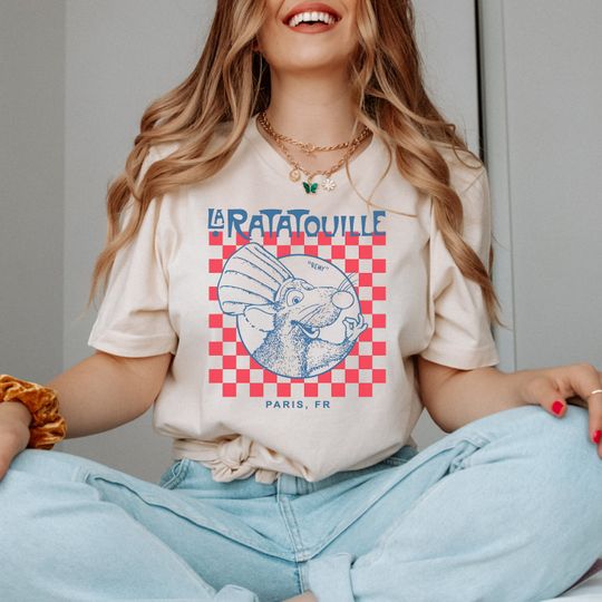 Discover Disney Pixar Vintage Ratatouille Frame Anyone Can Cook Checkerred T- Shirt, Disney Ratatouille Shirt, Chef Remy Shirt, Remy Gusteau's Shirt