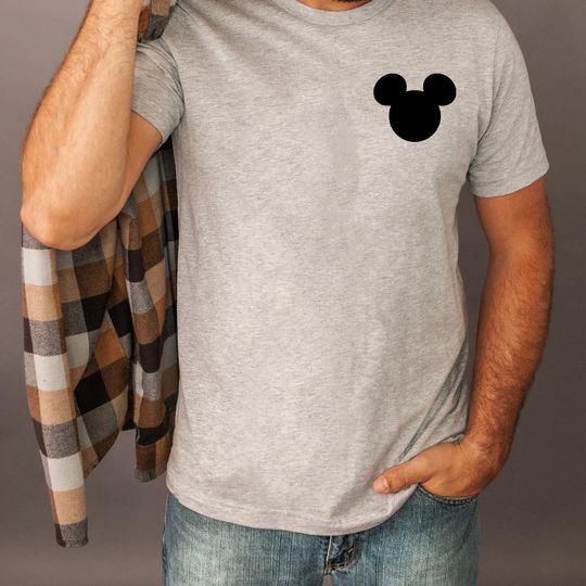 Discover Mickey Mouse Disney Shirt, Mickey Mouse Mom Dad Pocket Size Print Shirt, Disney Men's Shirt, Magic Kingdom Kids Shirt