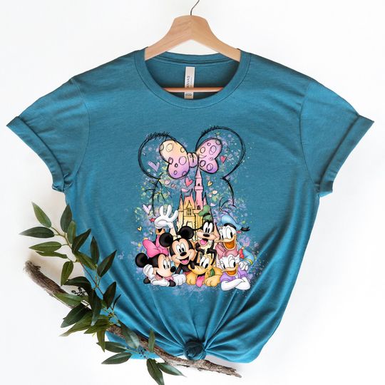 Discover Disney Watercolor Castle Shirt, Mickey & Friends T-Shirt, Disney Characters, Minnie Ears Castle Shirt, Magic Kingdom,  Disney Family Shirt