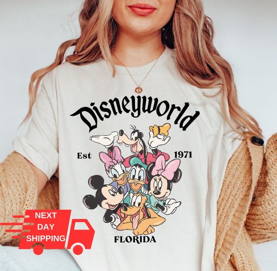 Discover Retro Disneyworld Florida Shirt,Retro Walt Disney Shirt,Disneyworld Est 1971 Shirt, Disney Vacation Matching Shirt, Mickey And Friends Shirt
