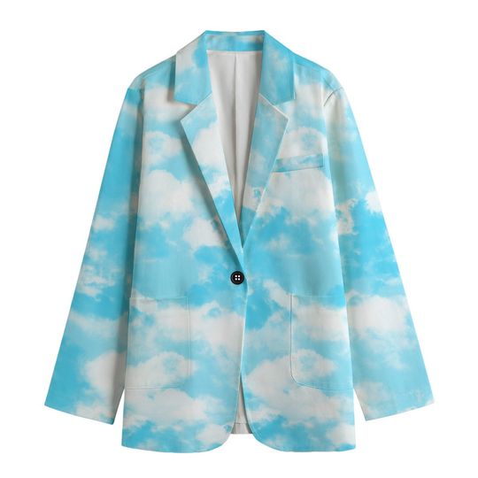 Discover Blue Sky and Clouds Women's Leisure Blazer Spring Summer Suit Jacket