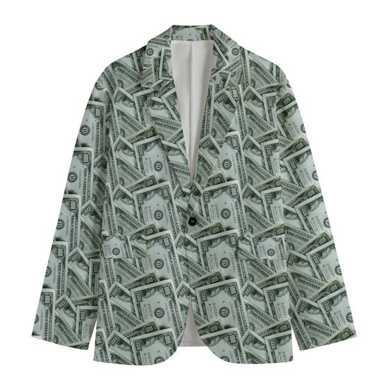 Discover Money Magnet Print | Money Manifesting | Money 100 Dollar Bill | Women's Casual Blazer, Women Suit Jacket, Gift For Her