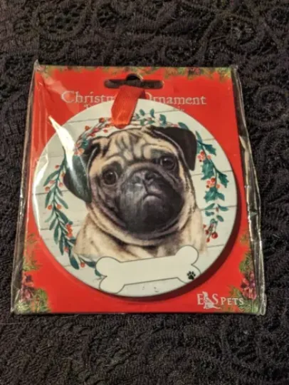 Pug Custom Christmas Ornament Ceramic E&S Pets Dog Ornaments New