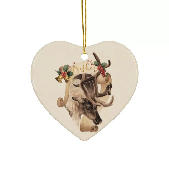 Discover Ceramic Christmas Ornament Gift, 3 Shapes, Santa's Reindeer Dasher