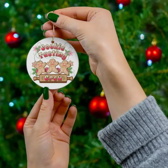 Discover Cookie Tasting Crew Christmas Ceramic Ornament
