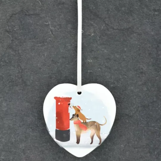 Discover POST BOX DOG THEMED CERAMIC HEART ORNAMENT CHRISTMAS DECOR