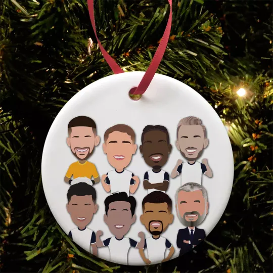 Discover Spurs 2024-25 Christmas Tree Decoration Flat Ceramic Bauble Tottenham Fans Gift